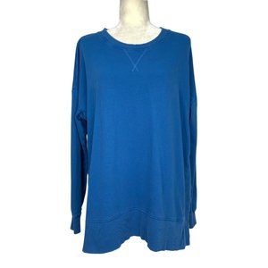 Lucky Brand Long Sleeve Crew Neck Chill Pullover Sweatshirt Slits Oversized S